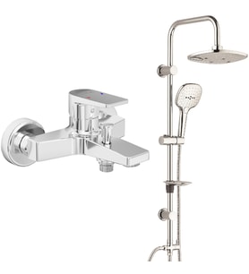 ECA Dalia Banyo Bataryası+T-MAY Banyo Ayvacık Elips Tepe Duş Takımı Seti Paslanm (Krom)