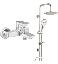 ECA Dalia Banyo Bataryası+T-MAY Banyo Ayvacık Elips Tepe Duş Takımı Seti Paslanm (Krom)