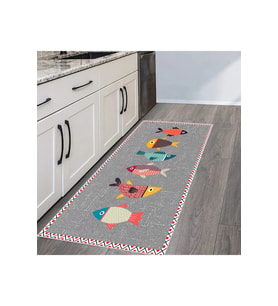 Rovigo Home Dijital Baskı Yıkanabilir Kaymaz Taban Mutfak Halısı RVG2111-SM217 (Gri)