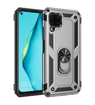 Huawei P40 Lite Kılıf Metal For Car Yüzüklü Standlı Military Ring Serisi (Gümüş)