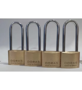 Doras Ersa 4'lü Set Uzun Kanca Pas Pirinç Asma Kilit 40 Mm