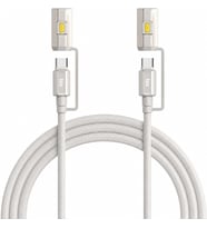 240W LED Fener ve Alevsiz Çakmak Fonksiyonlu Type-C to Type-C Şarj ve Data Kablosu 1.2 Metre (Gri)
