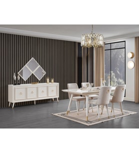 LİSA MDF YEMEK ODASI TAKIMI  (Beyaz)