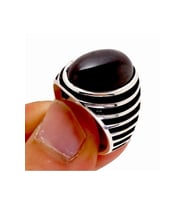 Oval Kesim Siyah Oniks Taşlı 925 Ayar Gümüş Erkek Yüzük