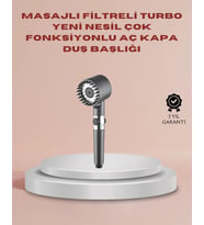 Filtreli Masaj Özellikli Duş Başlığı Aç Kapa Tuşlu (Gri-Melanj)