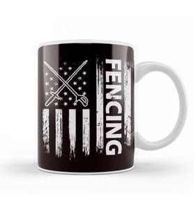 Fencing US American Flag Fencer Saber Rapier Duel Epee Kupa Bardak Porselen