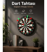 Duvara Monte Sağlam Ahşap Gövdeli Dart Tahtası Ev Ve Oyun Alanları İçin 17 İnç