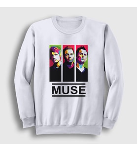 Presmono Unisex Beyaz Band Muse Sweatshirt 69741tt