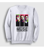 Presmono Unisex Beyaz Band Muse Sweatshirt 69741tt
