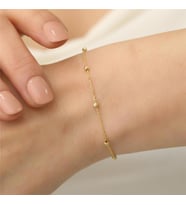 925 Ayar Gümüş Kalem İşlemeli Toplu Zincir Bileklik (Gold)