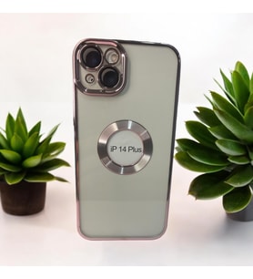 iPhone 14  Plus magsafe özellikli klasik kaliteli silikon telefon kılıfı (Gümüş Gri)