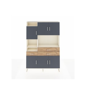 Arges Dolap 9 Raflı 3 Çekmeceli 6 Kapaklı 132x30x195 Aytaşı-Antrasit/Çam