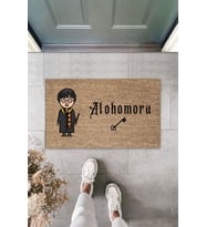 Dormot Modern Baskı Harry Potter Alohomora Dekoratif Kapı Önü Paspası 70x45cm (Bej)