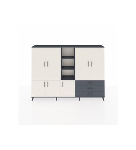 Arges Dolap 11 Raflı 3 Çekmeceli 7 Kapaklı 220x30x163 Antrasit-Aytaşı/Antrasit