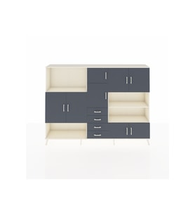 Arges Dolap 9 Raflı 4 Çekmeceli 8 Kapaklı 220x30x163 Aytaşı-Antrasit