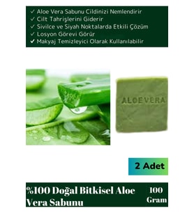 Özel Üretim %100 Organik Tüm Vücut Kullanım Bitkisel Aloe Vera Sabunu 2 Adet