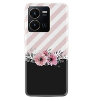 Vivo Y36 Kılıf Resimli Desenli Baskılı Silikon Strip Pink Flowers 1396