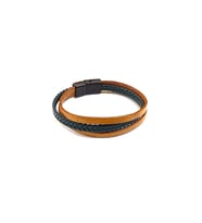 Camel Braid – Taba Örgü Detaylı Erkek Hakiki Deri Bileklik-1420