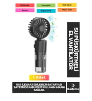 Sessiz 3 Kademeli Hafif Kablosuz Su Püskürtmeli Taşınabilir Usb Şarjlı Masa El Fanı Vantilatör