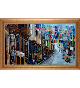 Çerçeveli Paspartulu Manzara Tablo bm1899 (Gold)