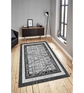 Dijital Baskılı Yıkanabilir Kaymaz Modern Renkli Salon Halısı Mutfak Halısı Yolluk ND-HY-1268 (Gri)