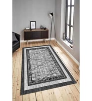Dijital Baskılı Yıkanabilir Kaymaz Modern Renkli Salon Halısı Mutfak Halısı Yolluk ND-HY-1268 (Gri)