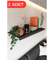 Siyah Metal Duvara Monte Duvar Rafı, Uçan Duvar Rafı ve Kitaplık Rafı (2 adet) MT118S