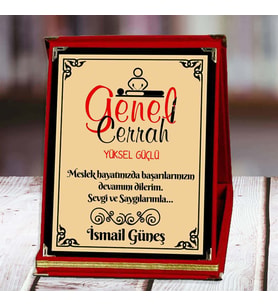 Genel Cerrah Baskılı Plaket (2. Tasarım)  Kişiye Özel (Kırmızı)