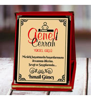 Genel Cerrah Baskılı Plaket (2. Tasarım)  Kişiye Özel (Kırmızı)