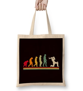 Retro Evolution Cricket Player Cricketer Sports Bez Çanta Uzun Saplı