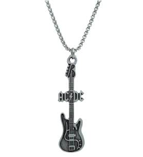 AC/DC Elektro Gitar Örme Zincir Kolye - Gümüş Kaplama - Erkek Kadın Kolye - No:1559