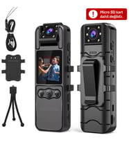 H82 1080P WiFi Vücut Kamerası Full HD Ses ve Video Kayıt Cihazı 180° Döner Lens Gece Görüş 1.3 İnç Ekran