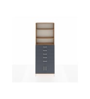 Arges Dolap 3 Raflı 5 Çekmeceli 2 Kapaklı 88x30x243 Çam-Antrasit