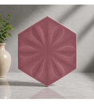 Armada Çini 15x17 Cm Çiçekli Koyu Pembe Altıgen Seramik