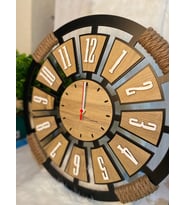 Kişiye Özel Halatlı Dekoratif Ahşap Duvar Saati 40 cm