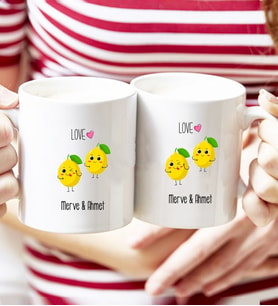 Kişiye Özel Sevimli Limonlar İkili Beyaz Kupa Bardak