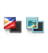 Buzdolap Magnetleri - Filipinler Bayrağı ve Manila Posta Pulu Tema - 2'li Set Magneti