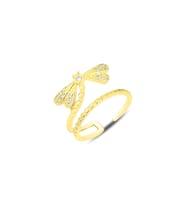 Gümüş altın yaldızlı zirkon taşlı yusufçuk modeli ayarlamalı eklem yüzük SGTL12158GOLD (Rose)