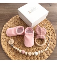 3'lü Mini Bebek Seti - Patikli Kız Bebek Hediye Seti (Pudra Pembe)