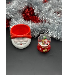 Yılbaşı Noel Baba Kase ve Mini Kar Küresi Dekoratif Obje ve Biblo