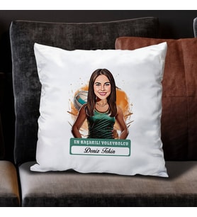 Kişiye Özel Hediye Karikatürlü En Başarılı Kadın Voleybolcu Yastık