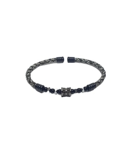 JTSS26BLK1732 PASLANMAZ ÇELİK BİLEZİK HAKİKİ DERİ KAPLAMA METAL APARATLI ve DOĞALTAŞLI GARANTİLİ JANTİ BİLEKLİK