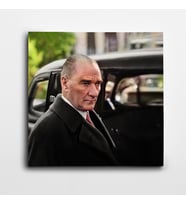 Atatürk Bakışlar Kare Kanvas Tablo