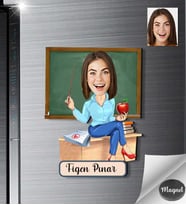 Kişiye Özel Öğretmen Kadın Ahşap Magnet -10