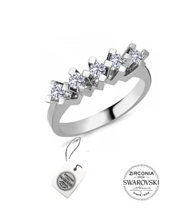 Söğütlü Silver Gümüş Swarovski beş taşlı çapraz modeli yüzük
