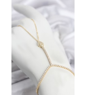 Gold Renk Pirinç Zirkon Taşlı Damla Model Şahmeran TJ-SN767