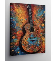 Kanvas Tablo Renkli Gitar