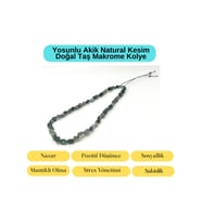 Sertifikalı Yosunlu Akik Natural Kesim Makrome Doğal Taş Kolye Ayarlanabilir Ölçü
