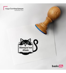 Kedi Kişiye Özel Kitap Damgası Kitap Mührü Kaşe Kitap Mühür Özel Damga 484