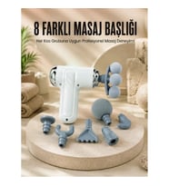 Mey İthalat® Çok Fonksiyonlu Masaj Tabancası Spor Sonrası Kas Rahatlatıcı 8 Başlıklı Masaj Cihazı